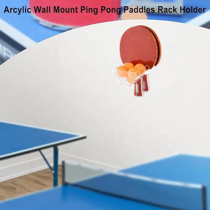 2pcs Ping Pong Paddle Rack Wall Mount Shelf Holder Racket Display Stand Table Tennis Paddle Balls Storage Game Recreation Room