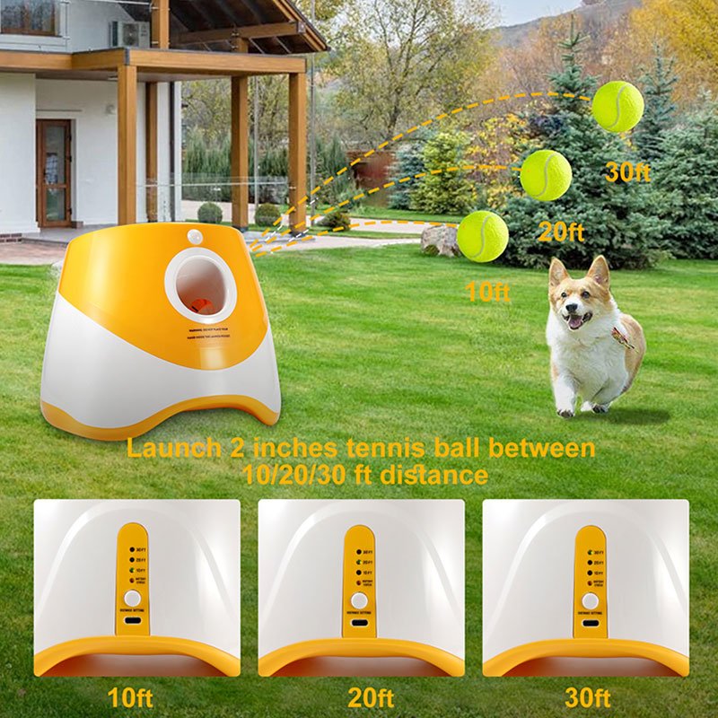Source factory OEM pet tennis ball launcher machine promotional tennis ball launcher machine