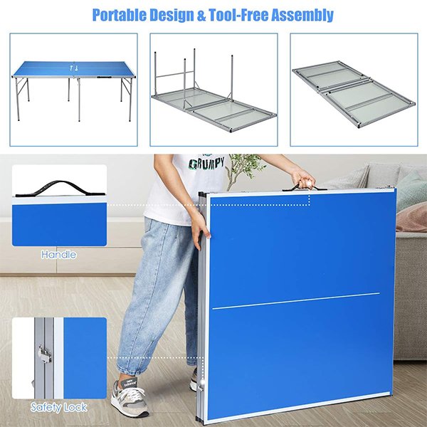 High Quality folding portable plastic table tennis table pingpong table