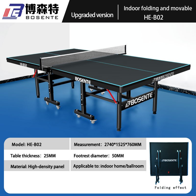 HE-B02 Household Table Tennis Table Indoor Foldable and Removable 25mm Steel Products 110 106 Bosente CN;HEB