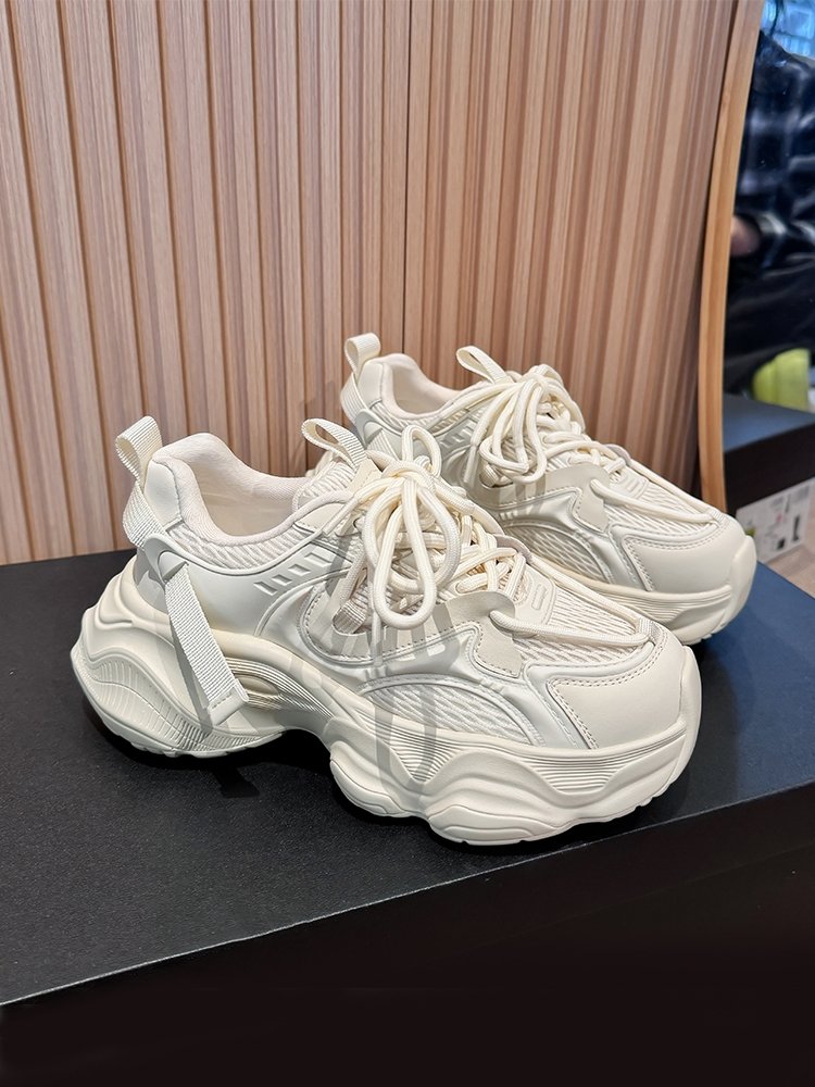 Silver old man's shoe girl's 2024 new retro-bite street thicker than 100 per cent