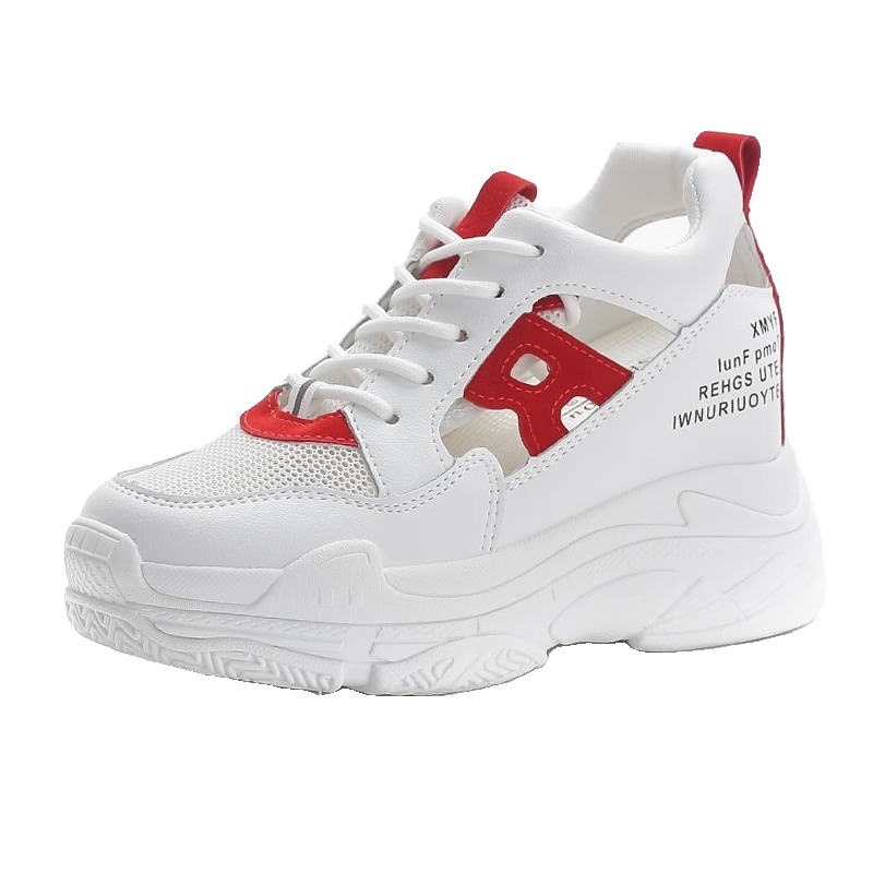 Red and green, air-skinned sandal girl, 2024 summer with a big, fat old man's shoes and a little white shoes