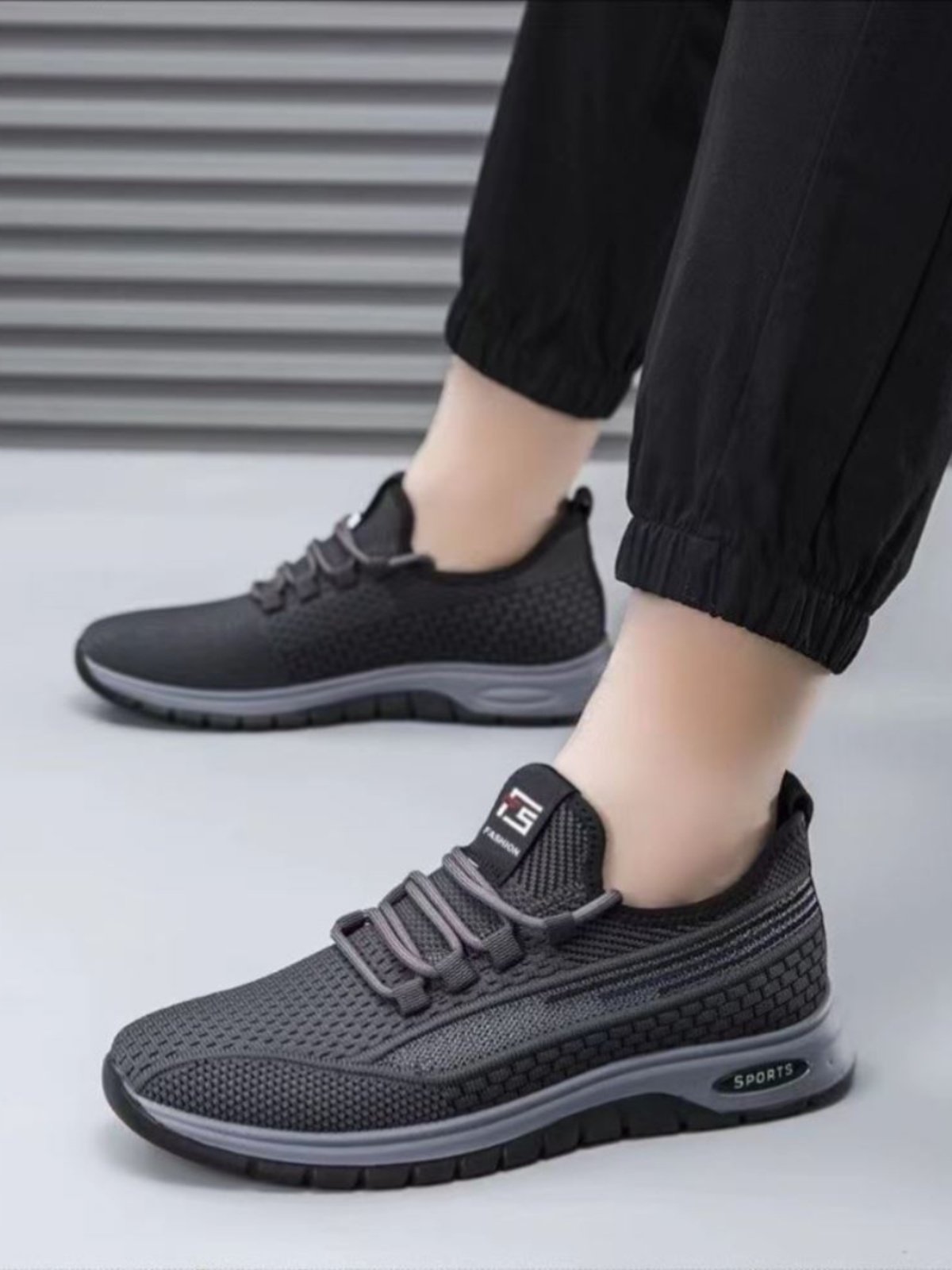 The old dad's shoes are on the skids of the broken man's shoes for the summer deodorant