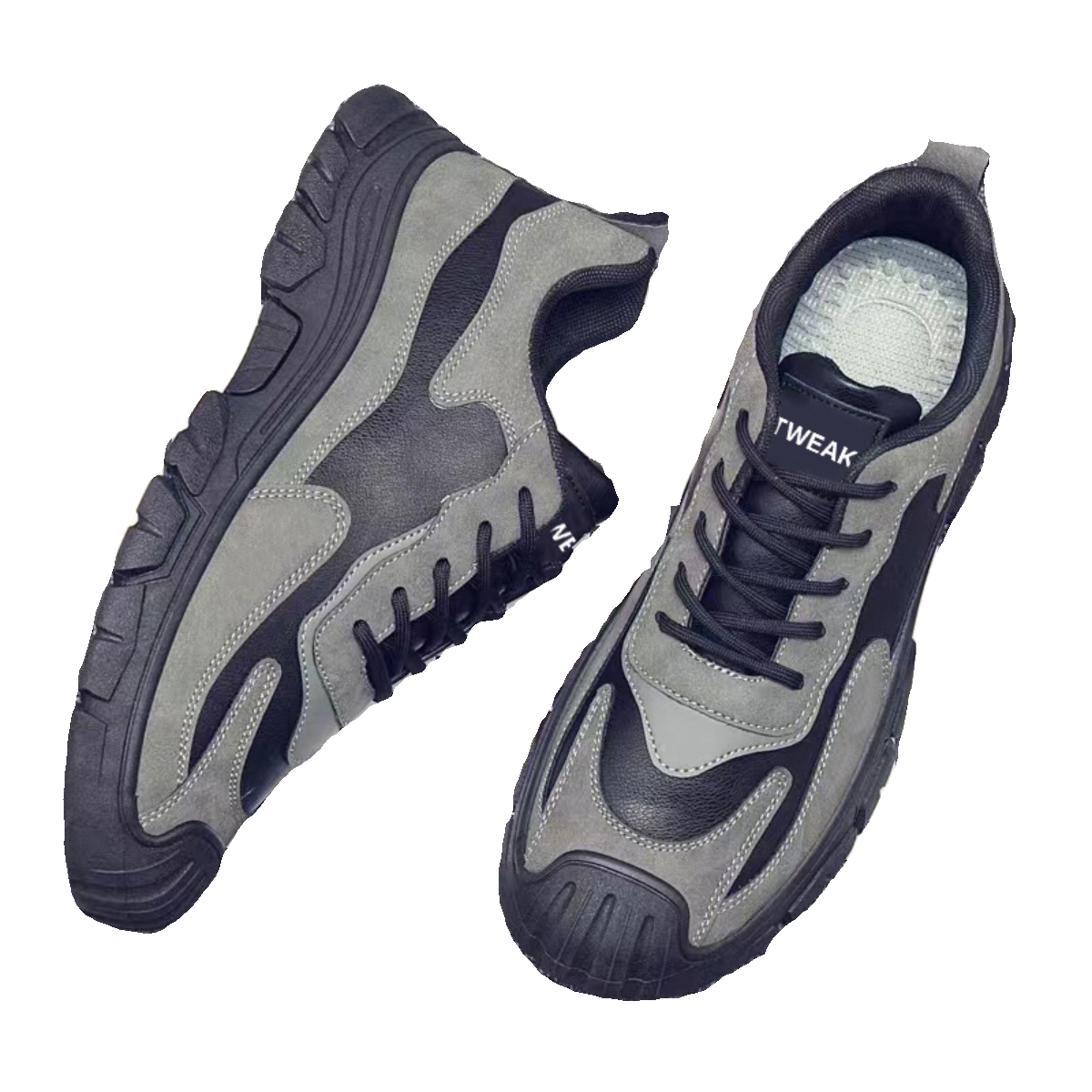 A guy with a broken-coded real man's shoe toes, an Autumn and Winter sneakers