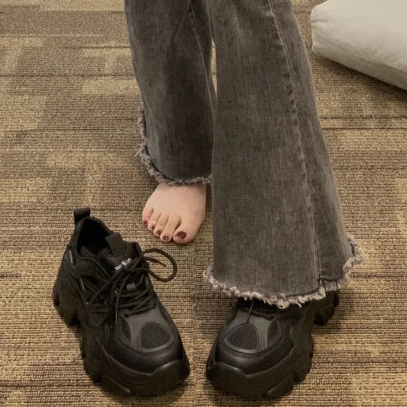 Big Daddy's Shoes Up, 2024 Spring and Fall New Shoes with a little black, thick bottom muffin sneaker