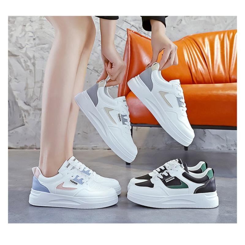 A girl in the fall, a white-skin-shoe girl, 2024 new high-skin-tip shoes