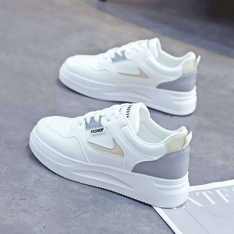 A girl in the fall, a white-skin-shoe girl, 2024 new high-skin-tip shoes