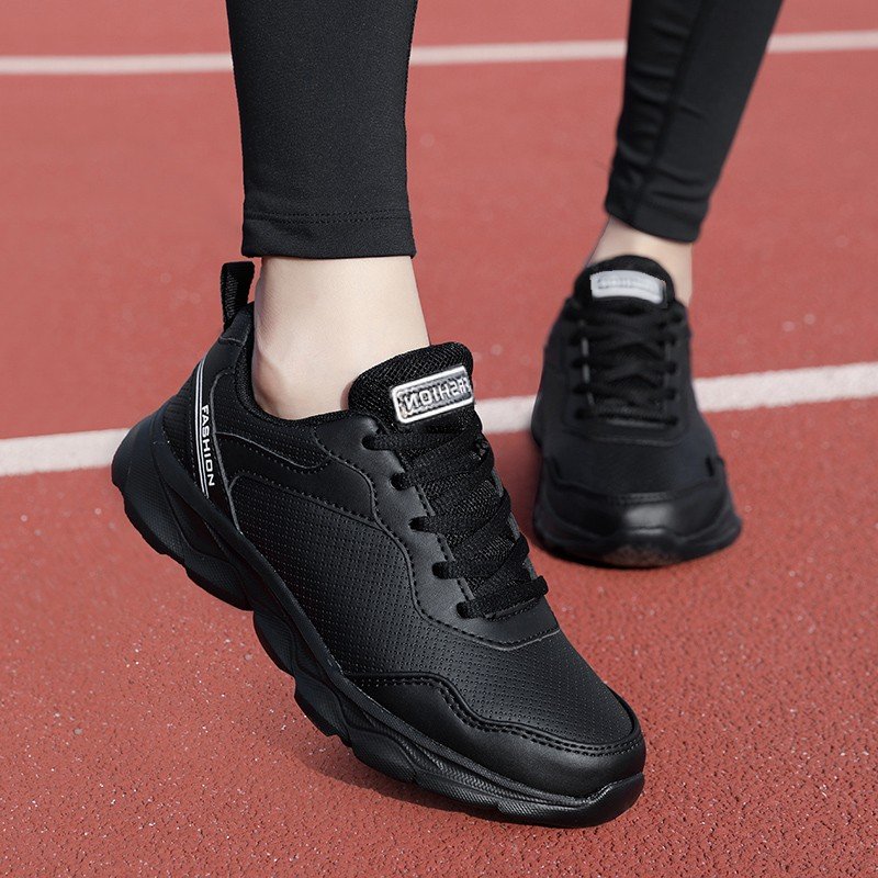 Zhu Jiu-hwan girls sports shoes, spring and autumn shoes, waterproof and light running shoes, black soft-floored girls