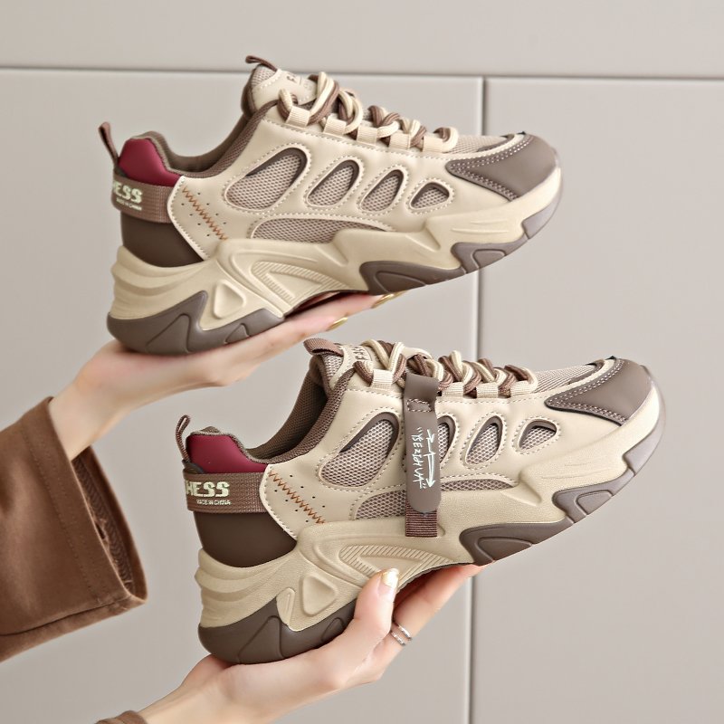 Old man's shoe girl's new summer 2024 stomping on the air net with a big, fat student's leisure sneakers