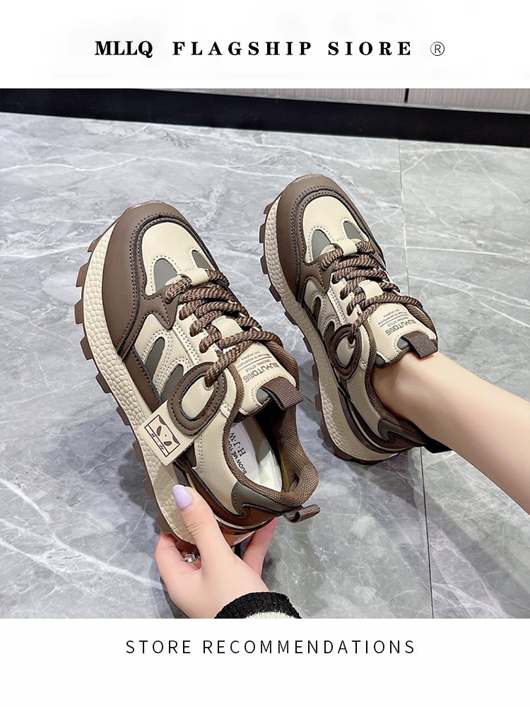 Old man's shoes and girls' 2024 springs with a thicker and taller foot-shoe-skinned soft-skinned sports lady's shoes