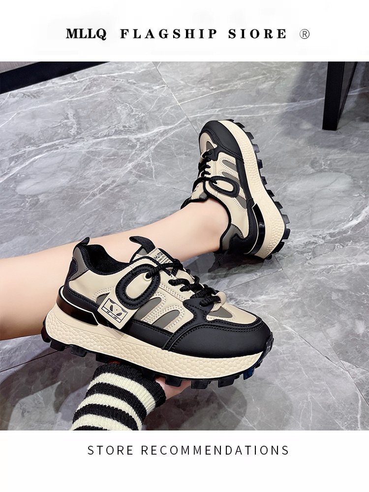 Old man's shoes and girls' 2024 springs with a thicker and taller foot-shoe-skinned soft-skinned sports lady's shoes