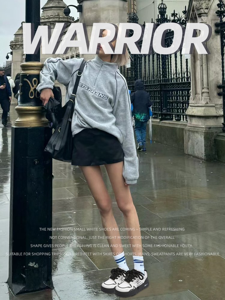 Backward shoe girl, 2024 summer, new big head shoe movement, with students with thick bottoms and little white shoes