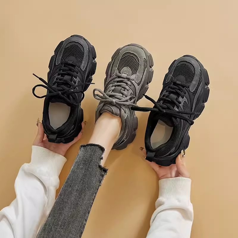 The break-up specialty gray old man's shoes and girls' 2024 spring new high-slept and high-slept sports shoes