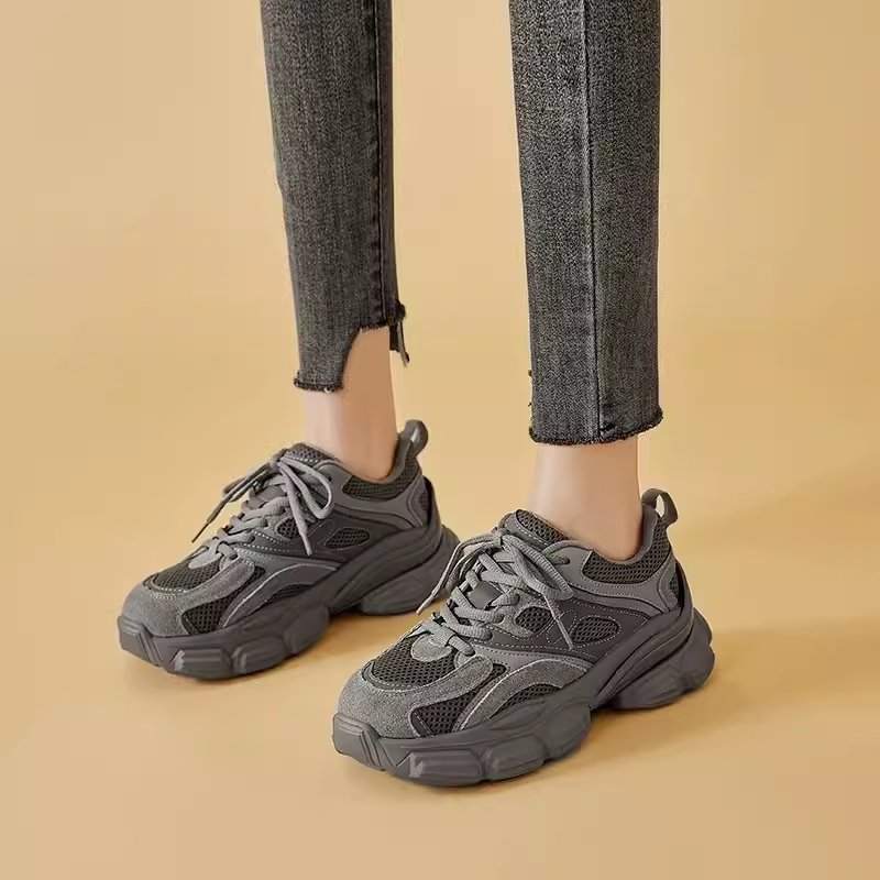 The break-up specialty gray old man's shoes and girls' 2024 spring new high-slept and high-slept sports shoes