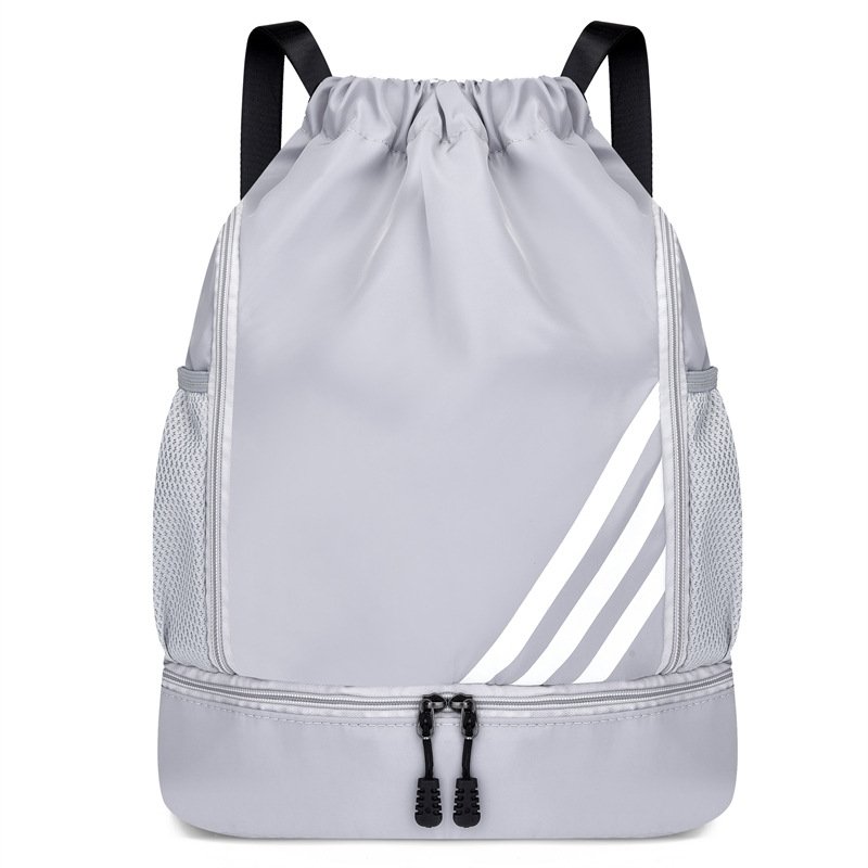 Durable Portable Lightweight Water Resistant Drawstring Backpack Swim Gym Sport Drawstring Sports Bag with Shoes Compartment