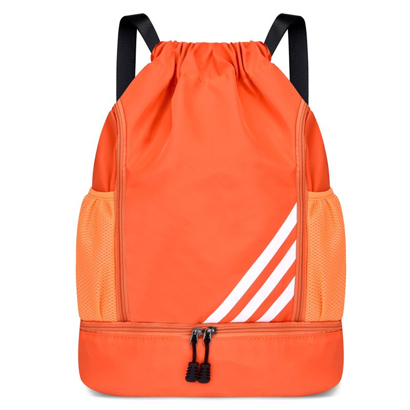 Durable Portable Lightweight Water Resistant Drawstring Backpack Swim Gym Sport Drawstring Sports Bag with Shoes Compartment
