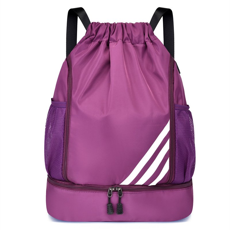 Durable Portable Lightweight Water Resistant Drawstring Backpack Swim Gym Sport Drawstring Sports Bag with Shoes Compartment