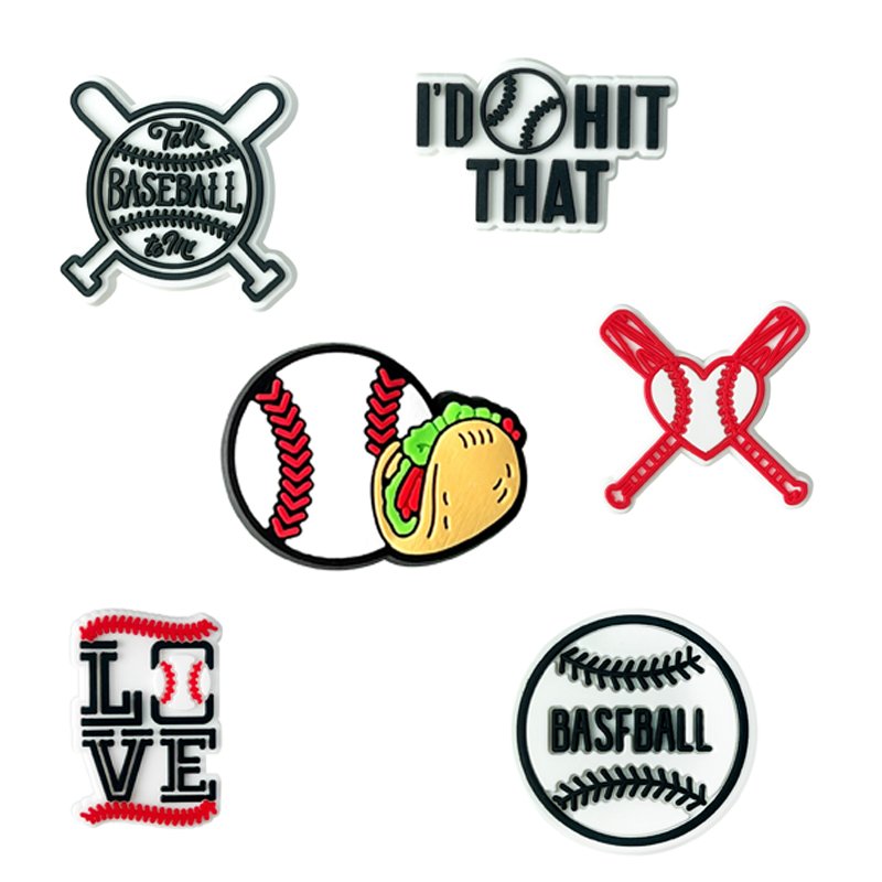 New Balls Accessories PVC Shoe Decoration Baseball Softball Volleyball Swimming Football Soccer Shoe Charms Wholesale Custom