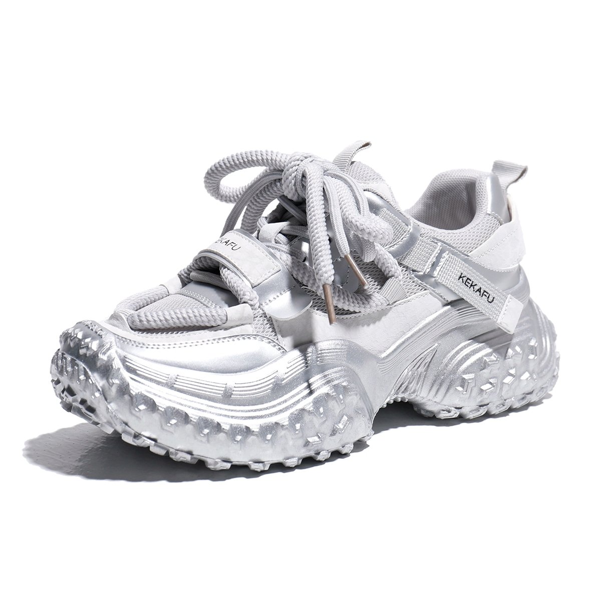 Cocave's silver old man's shoe girl's 2024 new spring and autumn