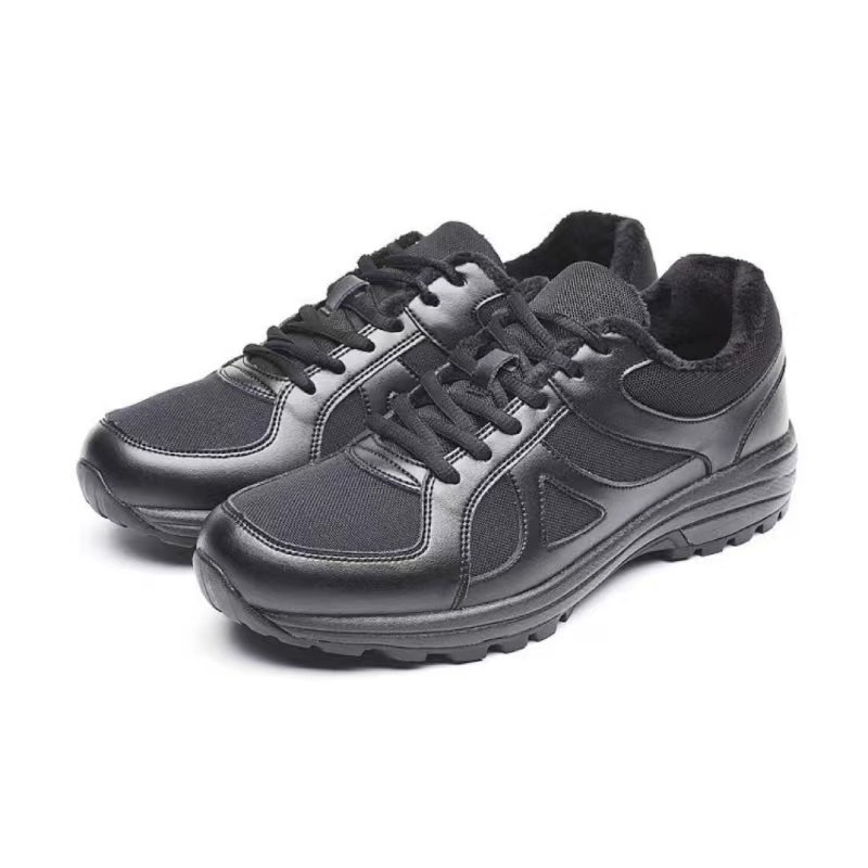 New-style black grub-resistant shoes for men and women trained in skim-fire training