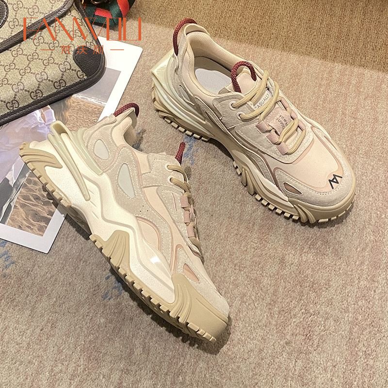 FANWOLI High-Friendly Dad's Shoes and Girl's 2024 Autumn New Extremist Puffins Little Sports Shoes