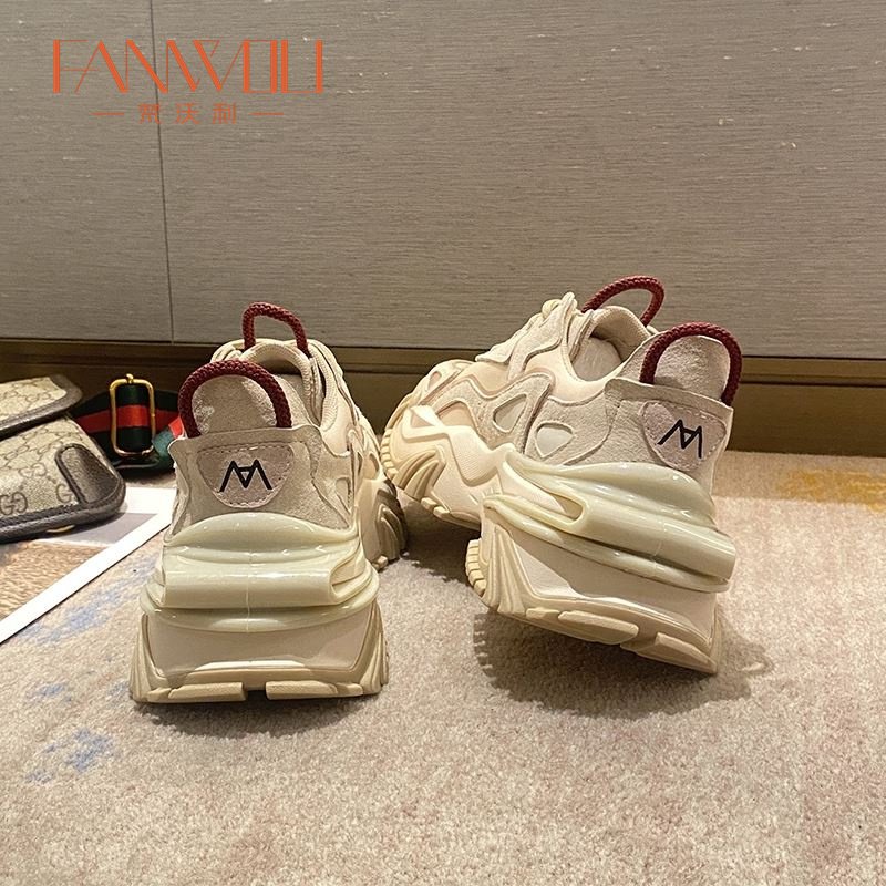 FANWOLI High-Friendly Dad's Shoes and Girl's 2024 Autumn New Extremist Puffins Little Sports Shoes