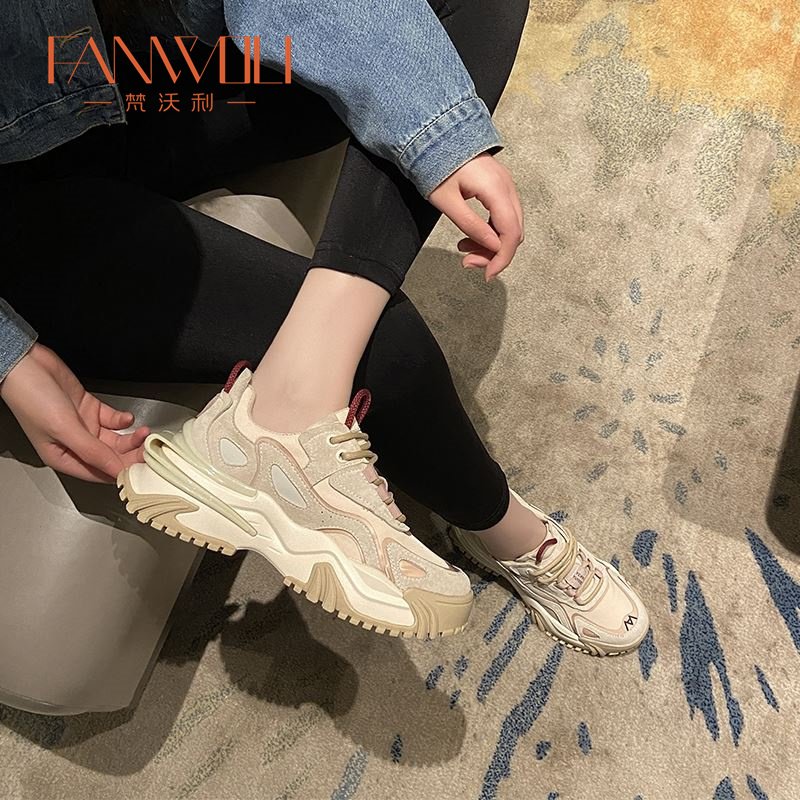 FANWOLI High-Friendly Dad's Shoes and Girl's 2024 Autumn New Extremist Puffins Little Sports Shoes
