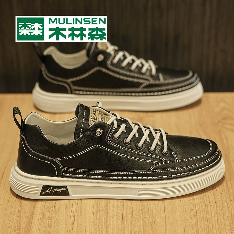 Mullinson male shoes aired white leather shoes, 2024 new spring and autumn men's sports soft-skinned summer shoes