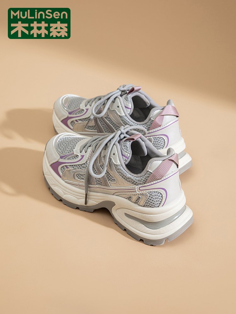 Old Mullinson's shoegirls, 2024 new autumn silver-heavy sneakers