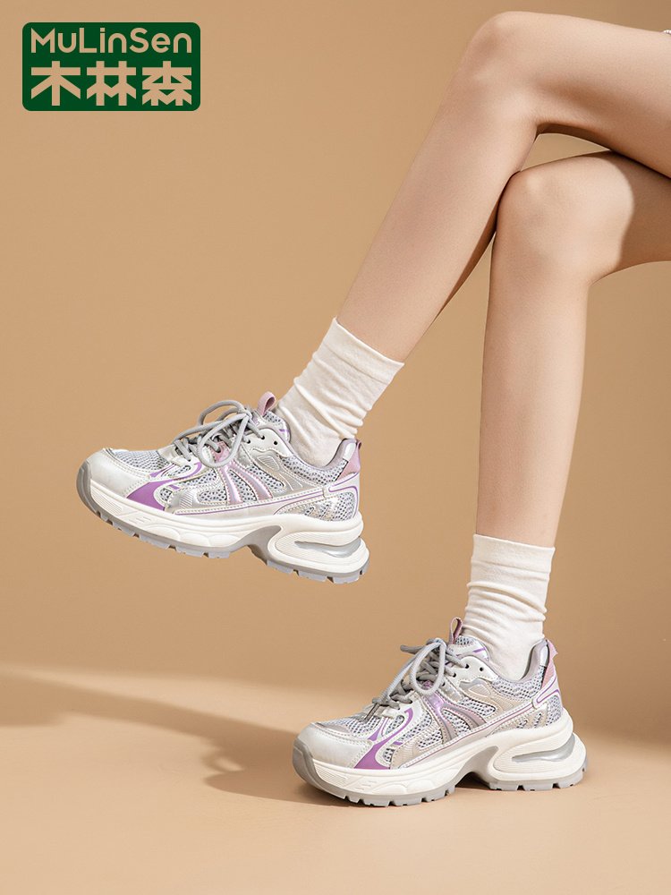 Old Mullinson's shoegirls, 2024 new autumn silver-heavy sneakers