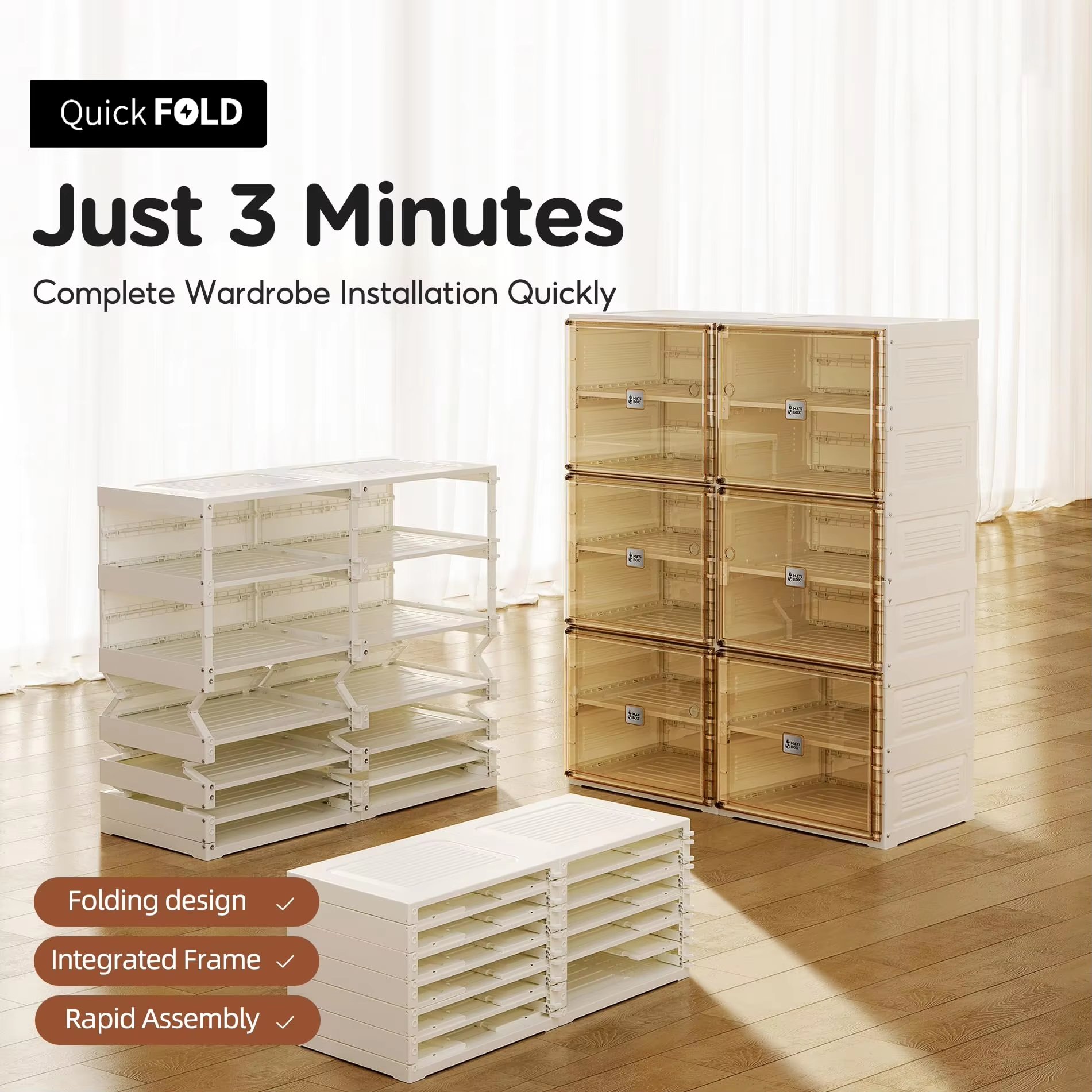 All-in-one Large Sneaker Cabinet Bins Boots Rack Organizer Luxury Folding Plastic Shoe Storage Box with Magnetic Clear Door