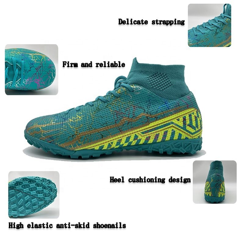 hot sale 2023 Soccer Boots Men Soccer Shoes Anti Training Outdoor Football Boots High Ankle Shoes