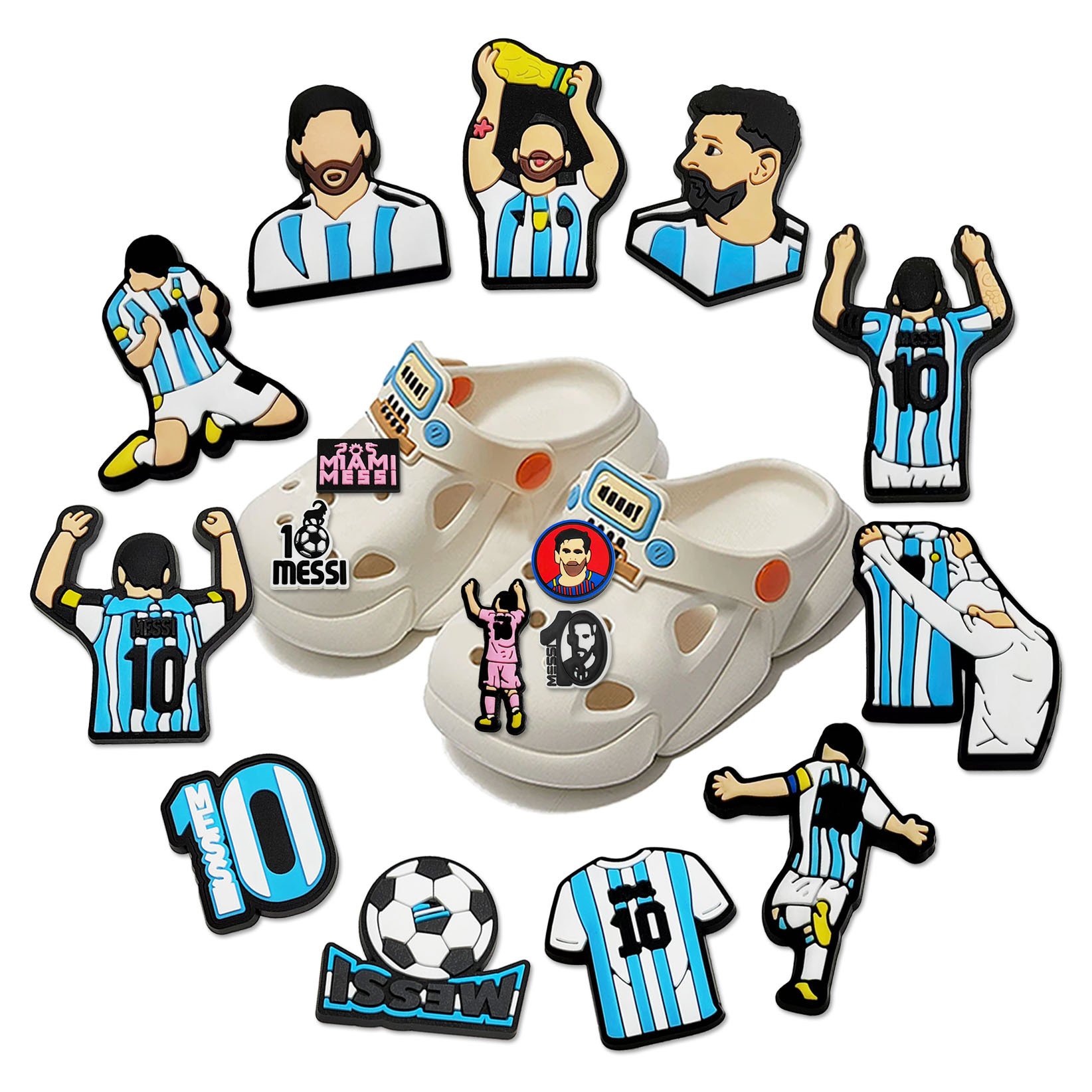 2024 Sport soccer Clog Charm Soccer Star Cristiano Ronaldo and Messi Crocodile Shoe Charms Wholesale Pvc Clog Charms