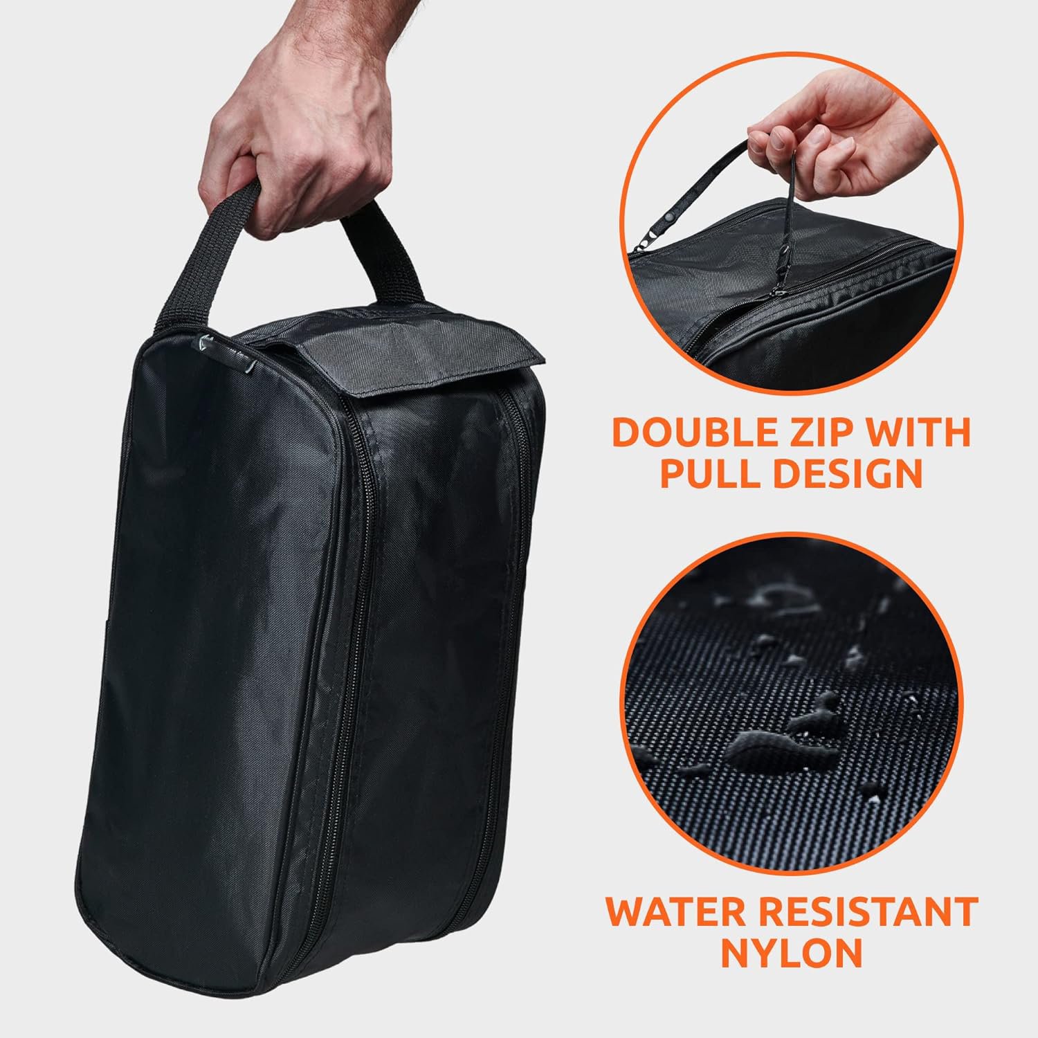 Heavy Duty Water Resistant Design Black nylon Sneaker Shoe Bag pouch for Travel Gym Sport Soccer Shoes