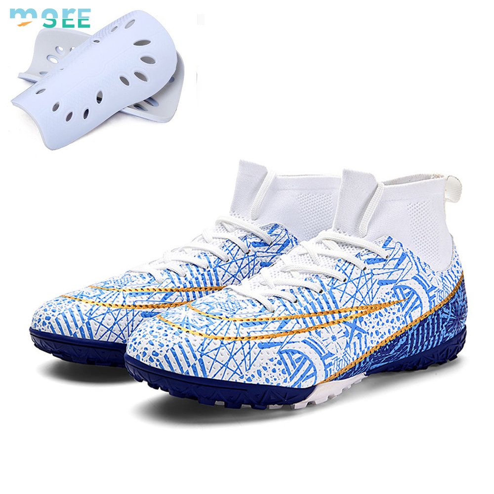 SeeMore Brand Adults Athletic Outdoor Original Professional Football Training Mens Soccer Shoes Cleats Kit With Shin Pads