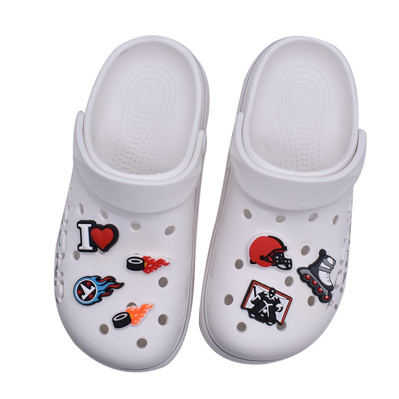 Wholesale PVC Rubber Men Boys Sneaker Ornaments Soft PVC Bracelet Decorations Shoe Charm Sports Themed Soccer Teams Shoe Charms