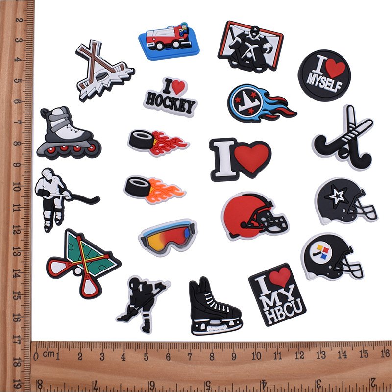 Wholesale PVC Rubber Men Boys Sneaker Ornaments Soft PVC Bracelet Decorations Shoe Charm Sports Themed Soccer Teams Shoe Charms