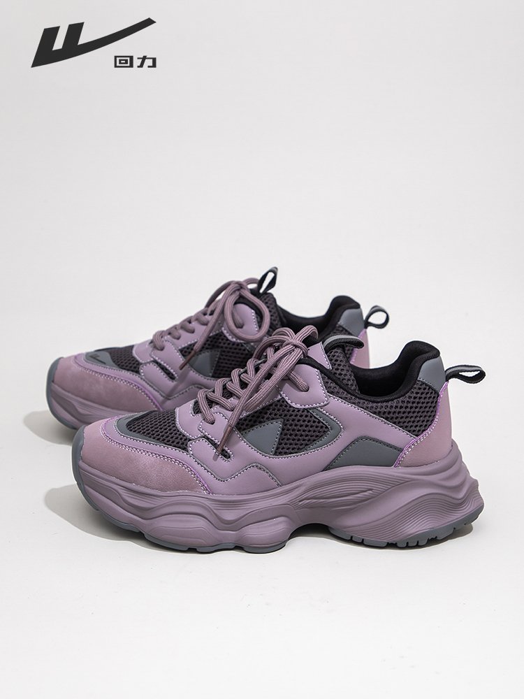 Back-to-back purple old man's shoe girl's 2024 new hot spring and autumn shoe children's thick-sitting sports shoes