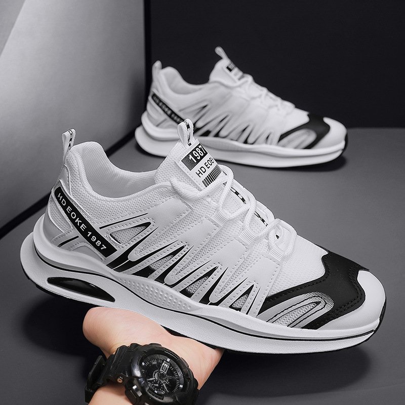2024 autumn new men's fashion casual sports shoes soft sole increase sports skateboard shoes lace-up walking shoes