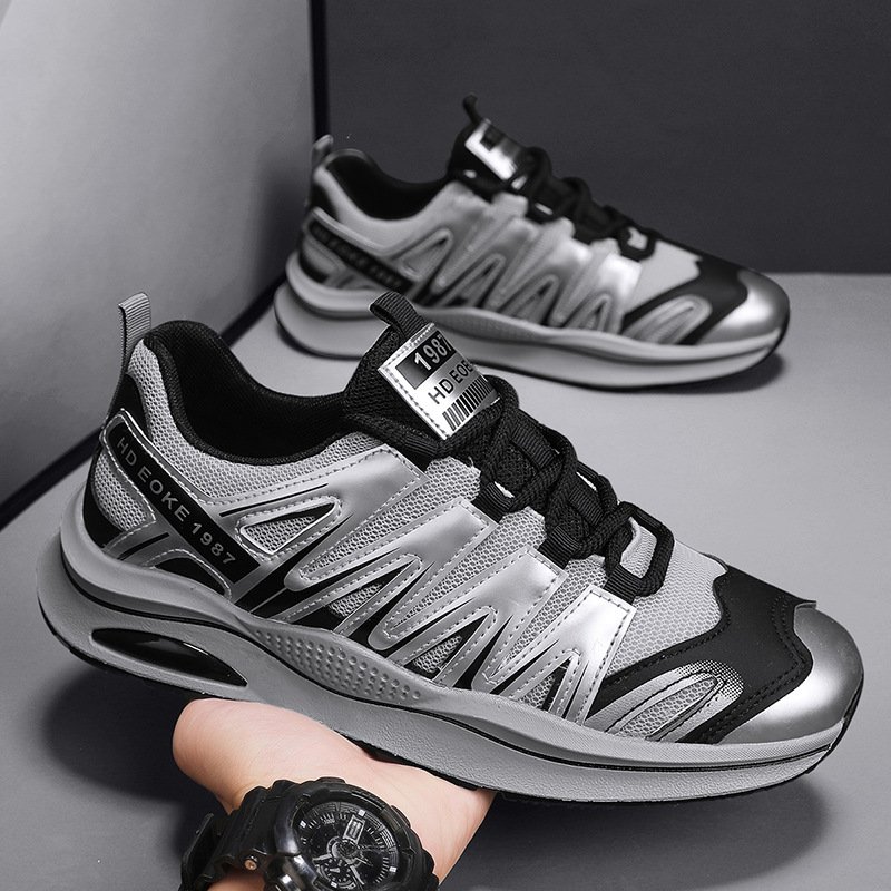 2024 autumn new men's fashion casual sports shoes soft sole increase sports skateboard shoes lace-up walking shoes