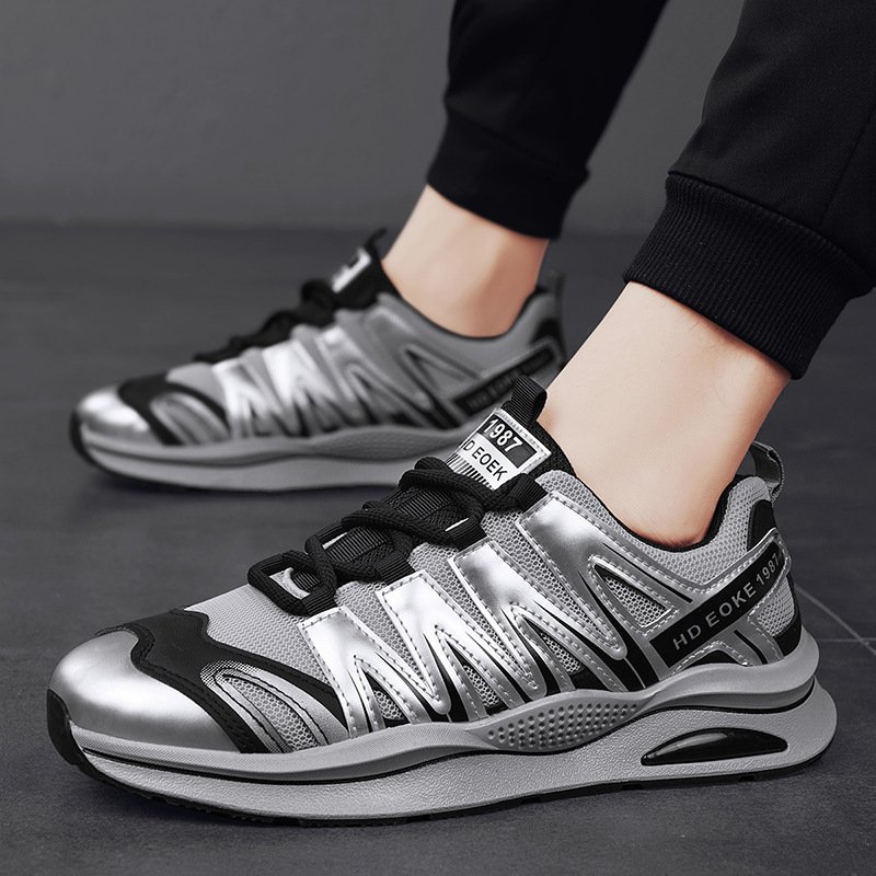 2024 autumn new men's fashion casual sports shoes soft sole increase sports skateboard shoes lace-up walking shoes