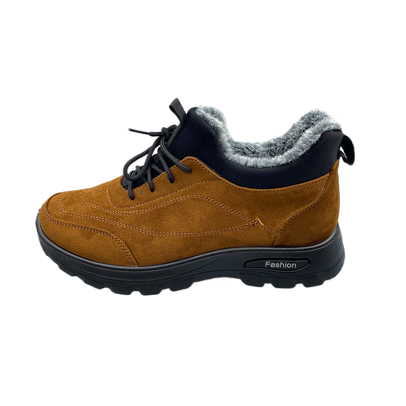 A man's winter velvet cotton shoes warms his sneakers and thicks for the snow