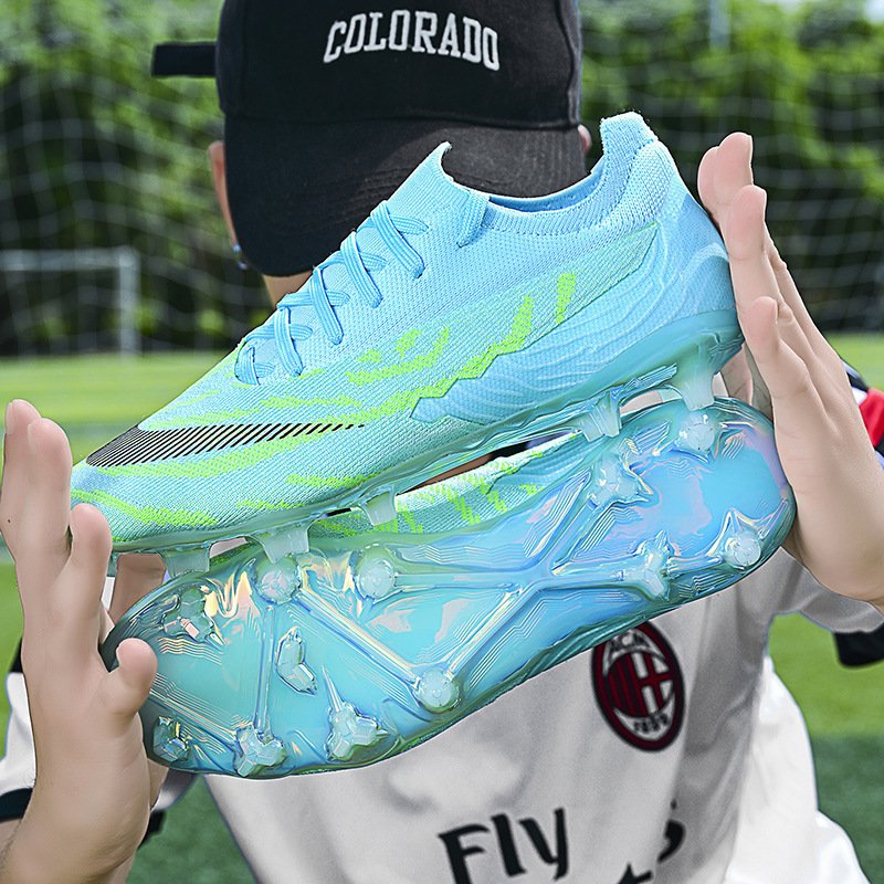 2024 Spring New Putian Seamless Flying Knitted Football Shoes Men's Broken Nails TF Long Nails AG Training Boots for Shipping
