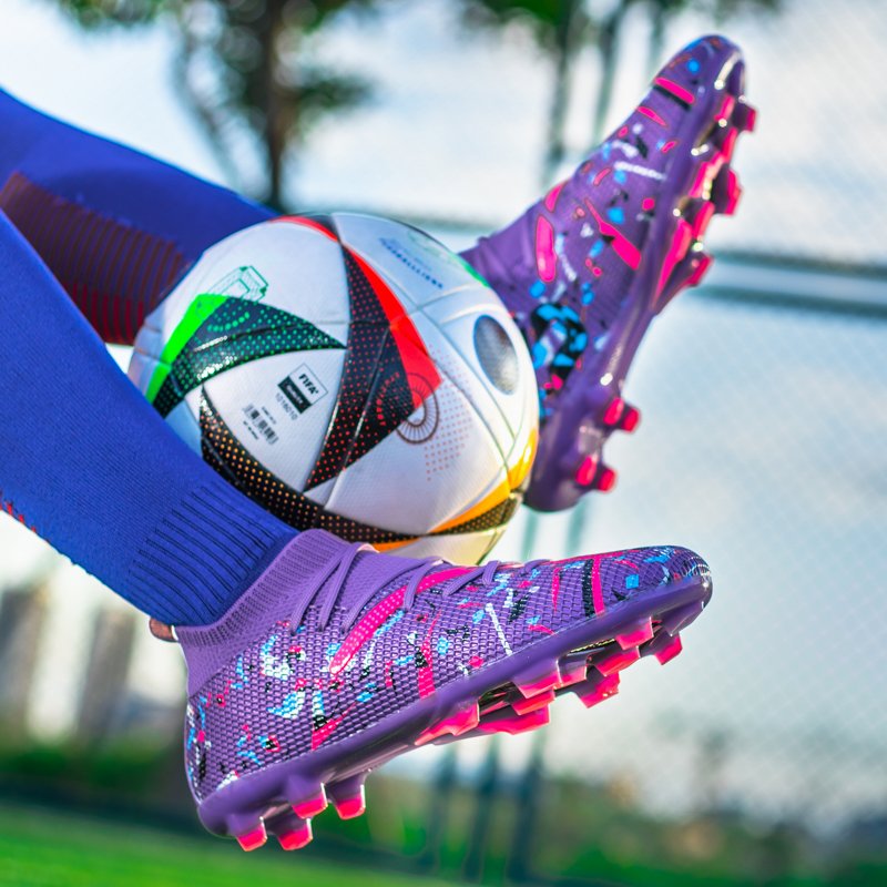 Purple AG Long Nail Competitive Football Shoes Durable Breathable Professional Soccer Shoes