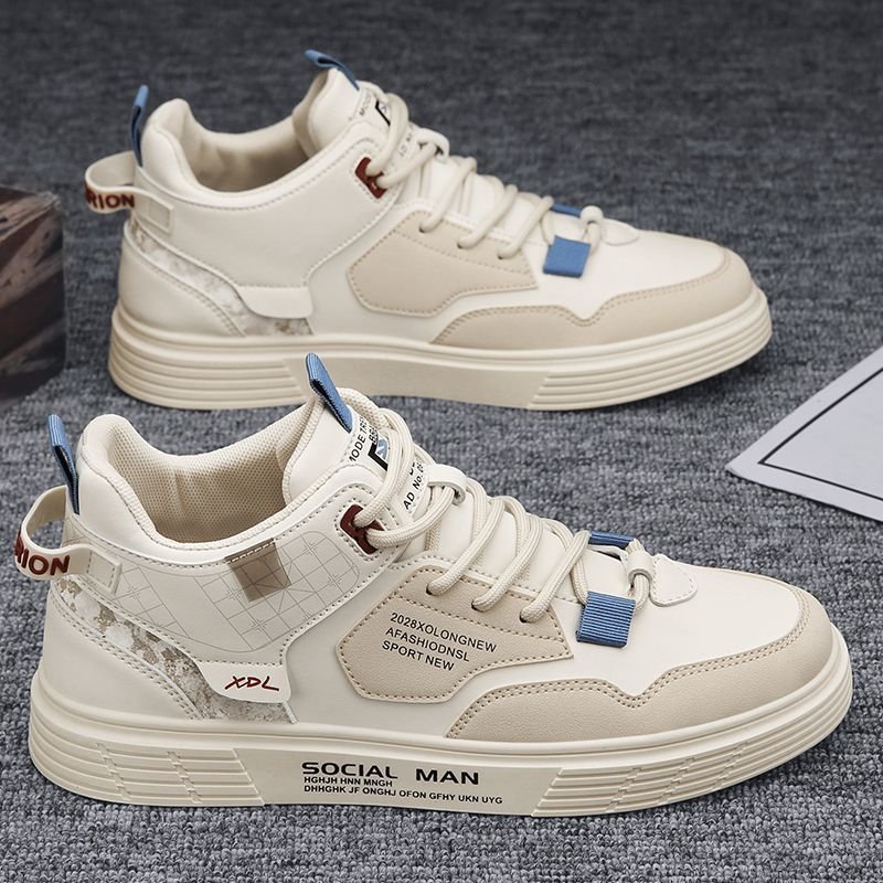 2024 new men's fashion casual sports shoes air cushion increase soft sole sports skateboard shoes lace-up walking shoes