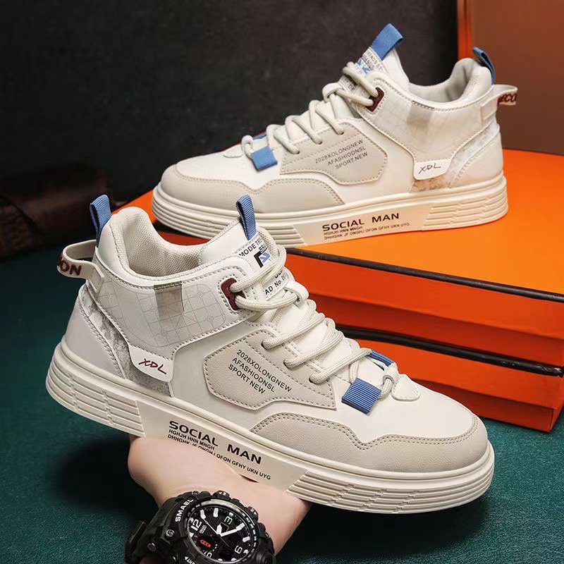 2024 new men's fashion casual sports shoes air cushion increase soft sole sports skateboard shoes lace-up walking shoes