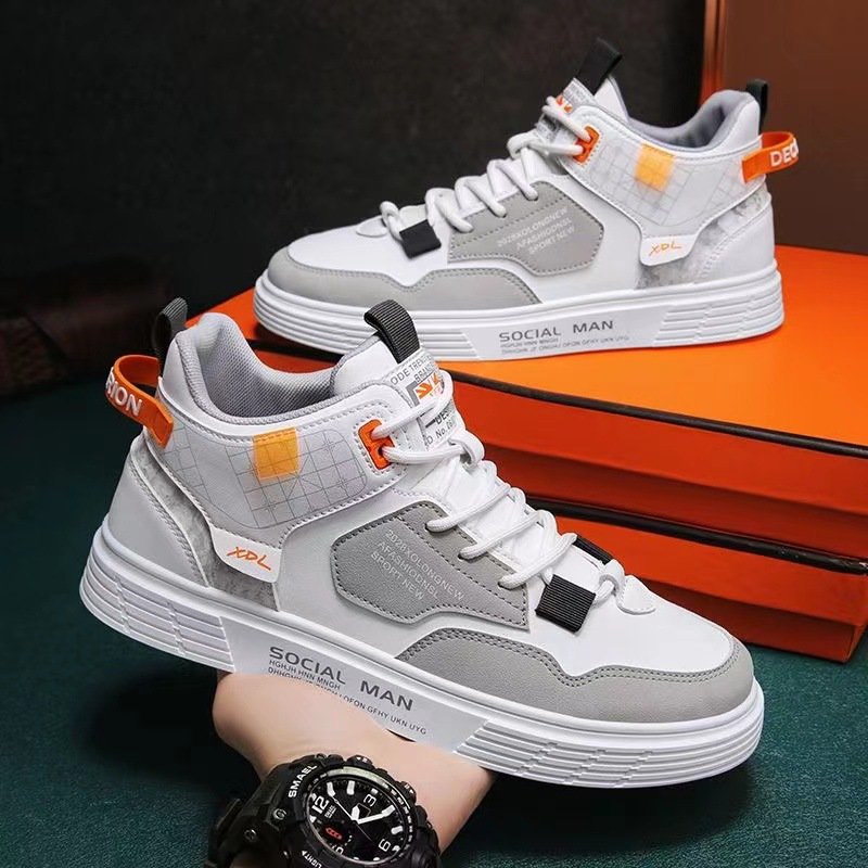 2024 new men's fashion casual sports shoes air cushion increase soft sole sports skateboard shoes lace-up walking shoes