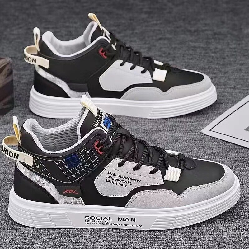 2024 new men's fashion casual sports shoes air cushion increase soft sole sports skateboard shoes lace-up walking shoes