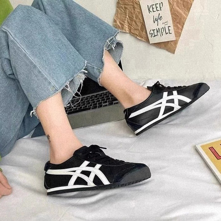 Onitsuka Tiger Quake Mexico66 Black Shoes Male and Female Recreational Sporter DL408
