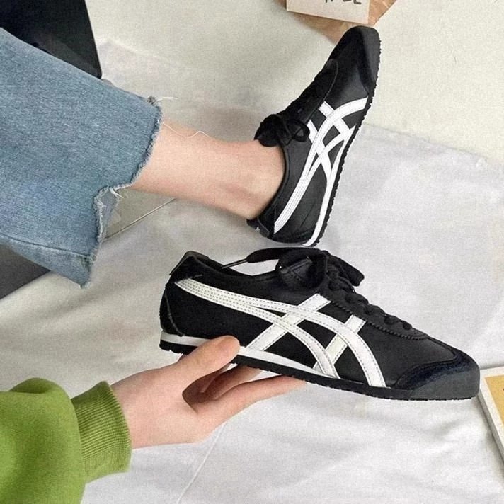 Onitsuka Tiger Quake Mexico66 Black Shoes Male and Female Recreational Sporter DL408